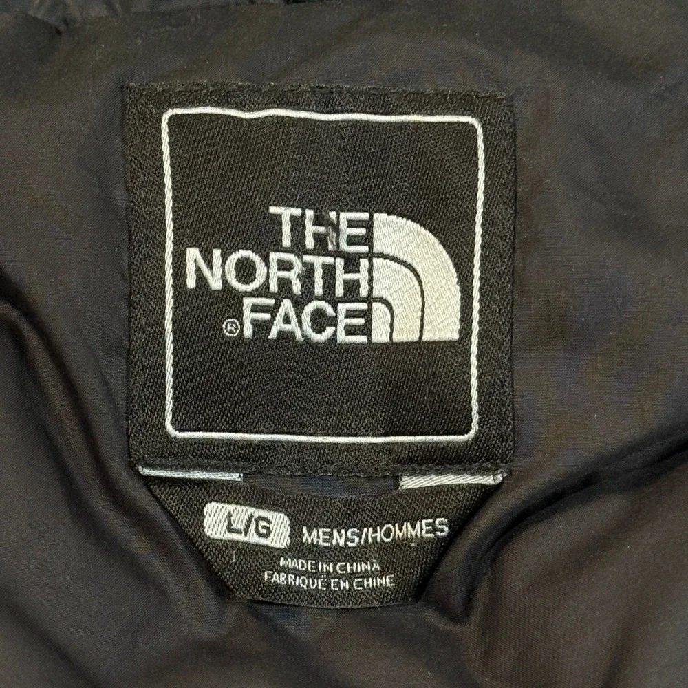 The North Face Nuptse 700 Down Puffer Jacket Mens Large Gray Black Hooded A187